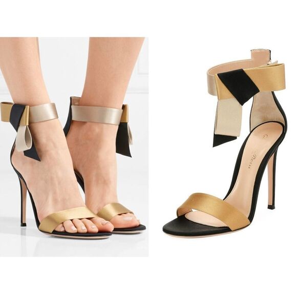 GIANVITO ROSSI Geisha Bicolor Sandal Sandal in Black/Gold 38 - Picture 13 of 13